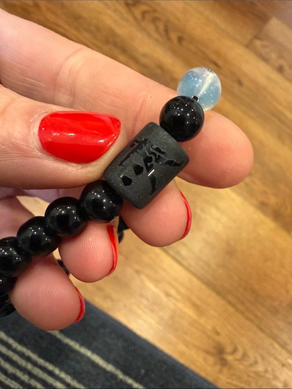 Gemstone Adjustable Bracelet with Accent Bead